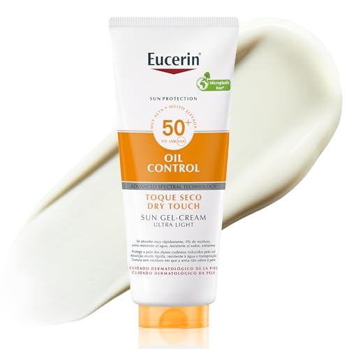 Sun Body Oil Control Gel-Crema FPS 50+ (200 ml), protección solar 50+ en gel con filtros UVA/UVB, crema para el sol antibrillos, protector solar para piel grasa, mixta y con tendencia acneica