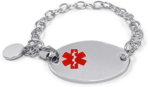 Free Engraving- Stainless Steel Polished Medical Alert ID Tag Identification UNISEX Bracelet - MEDI.D 59