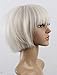TSNOMORE White Bob Synthetic Wig for women, 12 inch Short Straight Wig with Full Bangs, Wigs for Daily Party Cosplay Halloween