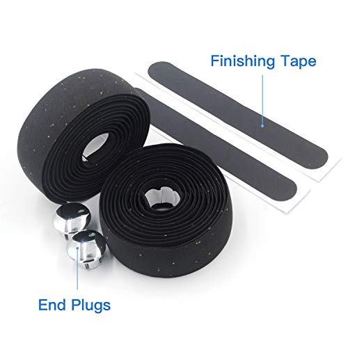 EVA Road Bike Handlebar Tapes, Bicycle Bar Tape, Cycling Handle Wraps – 2 Rolls per Set (Black) - Thumbnail 2