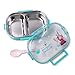 Frozen Princess Pink Zippered Insulated Food Bag + Light Blue Stainless Steel Compartment Bento Container Box with Clear Lid set for picnic