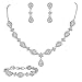 EleQueen Women's Silver-Tone Cubic Zirconia Teardrop Flower Bridal V-Necklace Jewelry Set Dangle Earrings