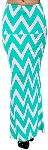 Womens Chevron Multi Print A-line Long Maxi Full Length Skirts