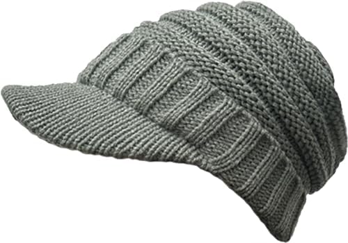 Open Beanie with Earflaps Visor Winter Hat Women Golf Tennis Cozy Knit YUSSTAR Open Beanie with Earflaps Visor Brim Bun Ponytail  main image 3