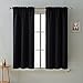 Deconovo Blackout Curtains Panels for Bedroom - Thermal Insulated Rod Pocket Room Darkening Drapes, Noise-Reducing Curtains, 38W x 45L Inch, Black, 2 Panels
