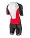 Men`s Triathlon Suit | Short Sleeve Aero Tri Suit | 3 Pockets | Skinsuit Trisuit | Great Fit And Comfortable (Black/Red, L)