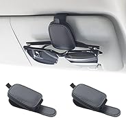 Yuoyar 2 Packs Sunglasses Holders for Car Visor - Magnetic Leather Sunglasses Holder and Ticket Card Clip - Ca