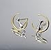 S.Leaf Cat Earrings Sterling Silver Earrings Cat Moon Earrings Cat Stuff for Cat Lovers Cat Lovers Cat Jewelry for Women Cat People Gifts for Women (silver and gold)