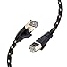 SNANSHI Cat 7 Ethernet Cable 6 ft Nylon Braided Cat7 Flat Internet Network LAN Patch Cable SSTP Shielded Gold Plated Ethernet Network Patch Cable for Modem, Router, Printer, Computer, PS4, Xobx Black