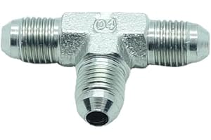 CDQBWKJGFJ 1 Piece Hydraulic 1/4" JIC (7/16"-20) 37° Flare Union Tee, JIC Male x JIC Male x JIC Male T Adapter Steel Plated