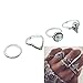 SUNSCSC Vintage Retro Silver Plated Flower Crystal Joint Knuckle Nail Ring Set of 8pcs
