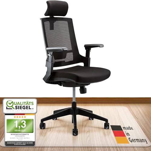 Königwerk Bodenschutzmatten Bürostuhl versch. Größen - Unterlage rutschfest in milchweiß (Transparent milchig, 118 x 118 cm)