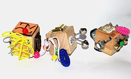 image for CyrillicShop Set of 3 Travel Busy Fidget Cubes - Educational Activity 