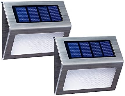 XLUX Solar Powered Lights for Deck Steps Stairs Fences Pathway Path, LED lamp, Outdoor Waterproof, White Light 2 Pack