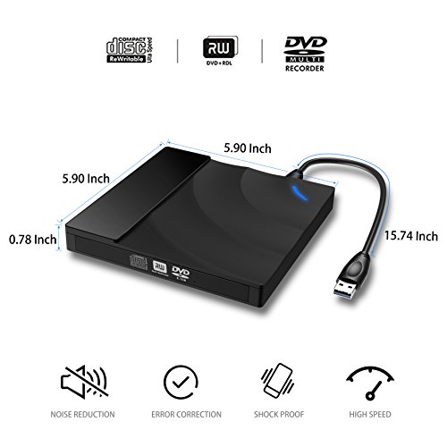 Touch Control External DVD CD Drive,High Speed USB 3.0 External DVD CD Burner Superdrive External CD-RW Drive for MacBook/Computer PC/Laptop/Desktp Windows 10/8/7 /Linux/Mac OS