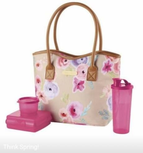 Tupperware Art of Spring 4pc Lunch Set Bag Keepers Tumbler