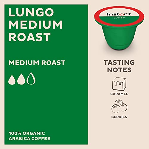 INSTANT COMPOSTABLE ESPRESSO CAPSULES, LUNGO MEDIUM ROAST, 10 PLANT-BASED CAPSULES, FROM THE MAKERS OF INSTANT POT, ECO-FRIENDLY, 100% ORGANIC, ARABICA CAPSULES WITH COMPOSTABLE FRESHNESS BAG