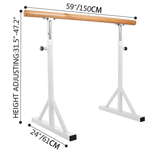 Popsport Ballet Bar Portable 5FT Adjustable Barre Stretch Dance Bar Ballet Barre for Dancing Stretching（5FT White） - Thumbnail 7