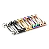 Ruifan 316L Stainless Steel Tongue Nipple Shield Barbell Ring Bar Body Piercing Retainer 14G 2-12PCS