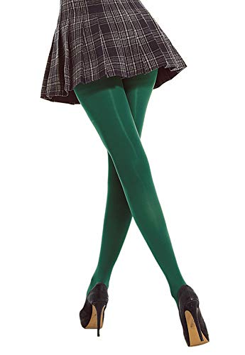 DancMolly Women's Semi Opaque Tights Basic Control-Top Footed Hosiery (Dark green, X-Large) - Thumbnail 7