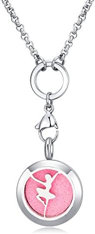 Mesinya (1'' )Essential Oil Diffuser Necklace Aroma Hypo-Allergenic Magnetic Locket Pendant With 20'' Chain&Pads