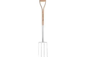 Berry&Bird Garden Digging Fork, 37.4" Stainless Steel Garden Spading Fork with D-Grip Handle, 4-Tine Heavy Duty Long Handled Pitchfork with Ash Wood Handle for Digging, Planting, Cultivating, Aerating