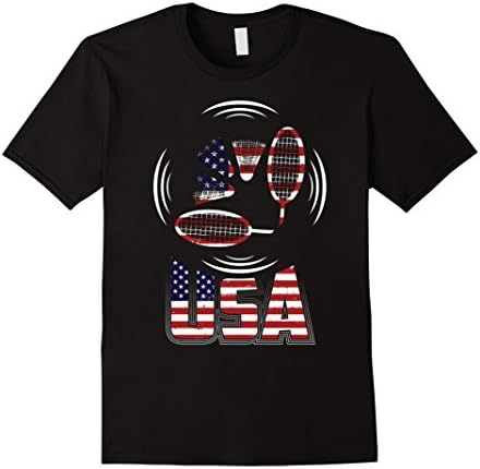 Mens Badminton T Shirt with USA Flag Awesome T Shirt Medium Black