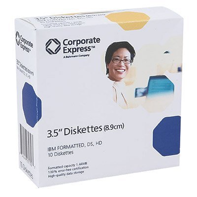 3.5 Floppy Diskettes Disks, IBM Formatted, Double-sided, High Density, 1.44mb, 10 Pack Ceb23130 by Corporate Express
