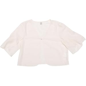 Allegra K Women Chiffon Ruffle Short Sleeve Open Front Bolero Shrug | Sheer fabric. Eye closure. Casual, daily, wedding, part