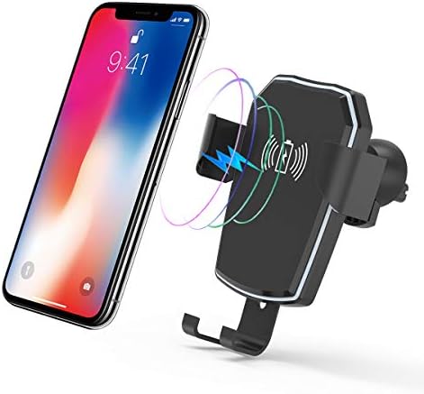 Wireless Car Charger Qi Gravity Car Air Vent Mount 10W Fast Charging for iPhone X/8/8 Plus 4.0”–5.7”Size Qi-enabled Devices (Black)
