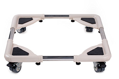 EASYTECH Multi-Functional Movable Adjustable Base with 8 Locking Rubber Swivel wheels Mobile Case Roller Dolly for Dryer, Washing Machine and Refrigerator