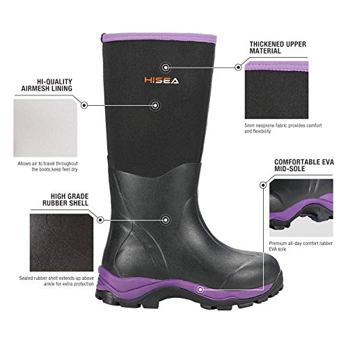 Hisea Women's Hunting Boots Insulated Rubber Boots Waterproof Muck
