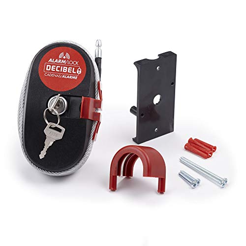 Ideal Security Inc. SL1001 Decibel Multi-Use Lock Alarm 2.4m (8ft) Cable ft Steel Cable-120 Weather-Portable Security, 8-FEET, Black