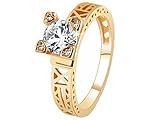 Berar Womens Fashion Hollow Design Zircon Crystal Gold Plating Ring
