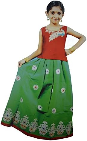 KIDSBAZZAR Girls' Silk & Cotton Lehenga Choli