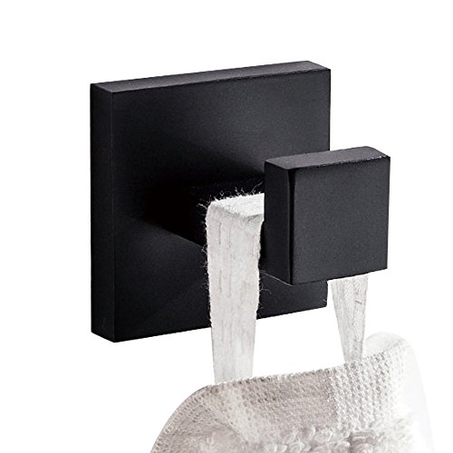 Leyden Modern 4-Pieces Bathroom Sets, Robe Hook Towel Bar Toilet Paper Holder Towel Ring Bathroom Hardware Accessory, Matte Black