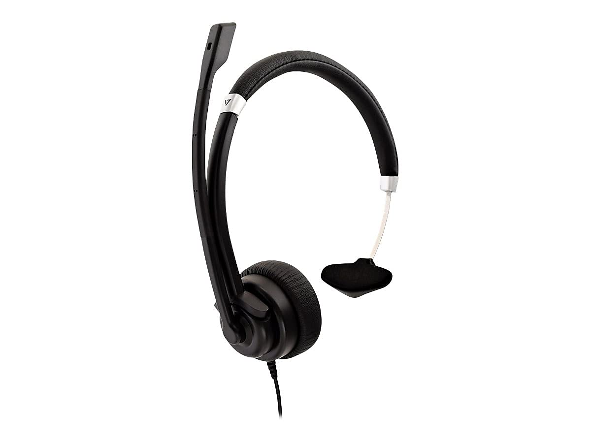 V7 Auricular Deluxe Mono Headset W/MIC VOL CTRL 1.8 m 3.5 mm Black