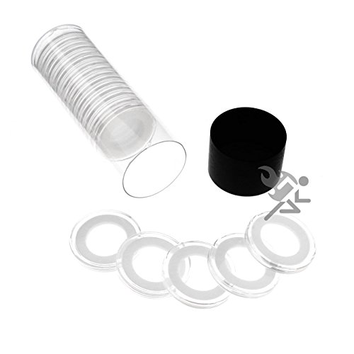 Black Lid Capsule Tube & 20 Air-Tite 21mm White Ring Coin Holders for US Nickels