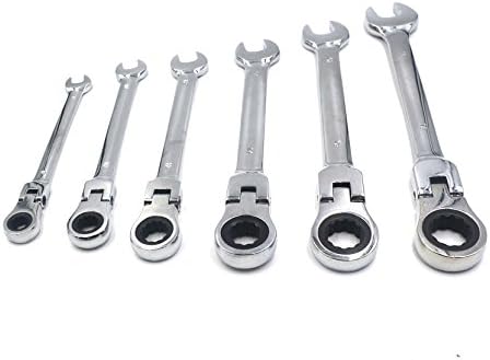 HANLUR 6Pcs Flex-Head Combination Ratcheting Wrench Set
