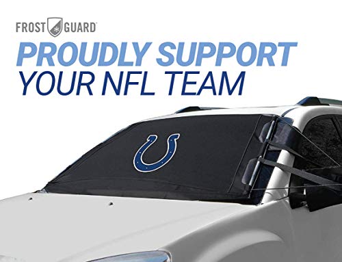 NFL Frost Guard Windshield Cover for Ice and Snow, Indianapolis Colts | Standard Size Car Windshield Cover, Black | Fits Most Cars, Sedans, Small Trucks, SUVs - 60 x 40 Inches