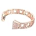 For Fitbit Charge 2, bayite Replacement Metal Bracelet Adjustable Fitbit charge 2 Bands Rose Gold with Rhinestone