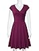 Laksmi Women's v-Neck Solid Short-Sleeve Knee Fit-and-Flare Dress, Magenta, Medium