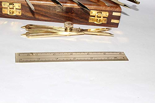 Humaira Nauticals Proportional Divider Set of 5, Full Brass dividers with Executive Wooden Box, Single Handed 8" Brass Navigational Dividers Compass Set for Maritime, Naval, Geometry and Drafting