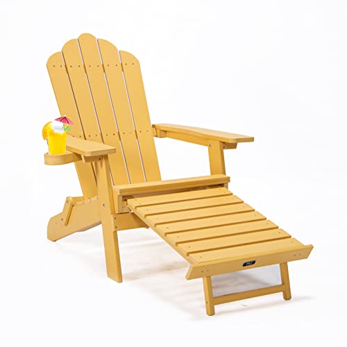 TALE Folding Adirondack Chair with Pullout Ottoman with Cup Holder