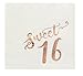Sweet 16 Napkins with Rose Gold Foil Details (5 x 5 In, White, 50 Pack)