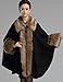 Aphratti Women's Wool Scarf Shawl Cape Coat with Luxury Faux Fox Fur Collar