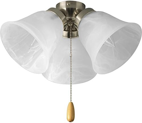 Progress Lighting P2642-09 3-Light Universal Fan Light Kit, Brushed Nickel