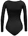 BEKDO Womens Basic Solid Long Sleeve Scoop Neck Bodysuit with Stretch-L-BLACK