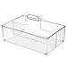 mDesign Large Plastic Divided Portable Storage Organizer Caddy Tote Basket Bin with Handle for Kitchen, Pantry, Countertop, Cabinet, Cupboard - Ligne Collection - Clear