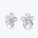 Eove Jewelry Women Sterling Silver Matte Finish Hawaiian Plumeria Flower Cubic Zirconia Stud Earrings